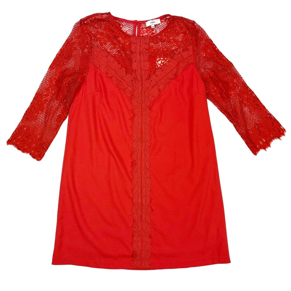 NWT entro 3/4 Lace Sleeve Short Dress w/ Lace Detailing Orange M